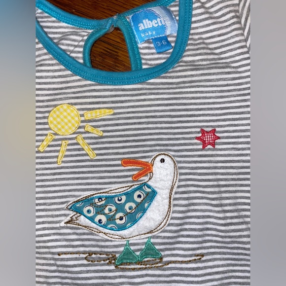 Albetta baby blue footed boobie seagull summer beach shortie jumpsuit romper - Picture 2 of 3